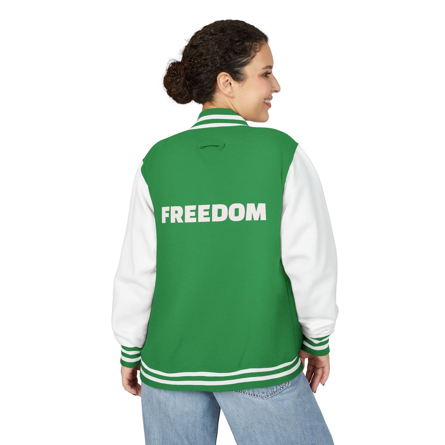 Unisex Heavyweight Letterman Jacket, Freedom Spirit Jacket, Casual Outerwear, Sporty College Style, Gift for Graduates, Trendy [...]