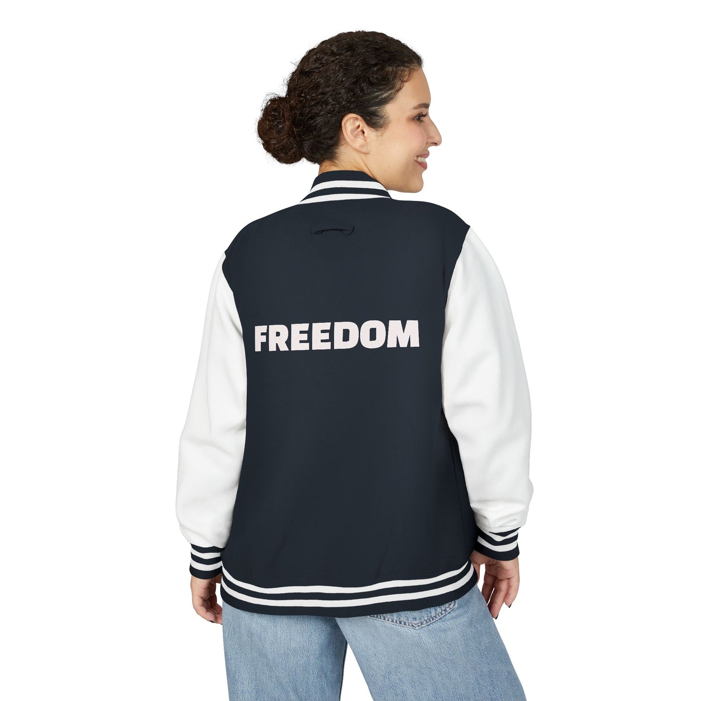 Unisex Heavyweight Letterman Jacket, Freedom Spirit Jacket, Casual Outerwear, Sporty College Style, Gift for Graduates, Trendy [...]