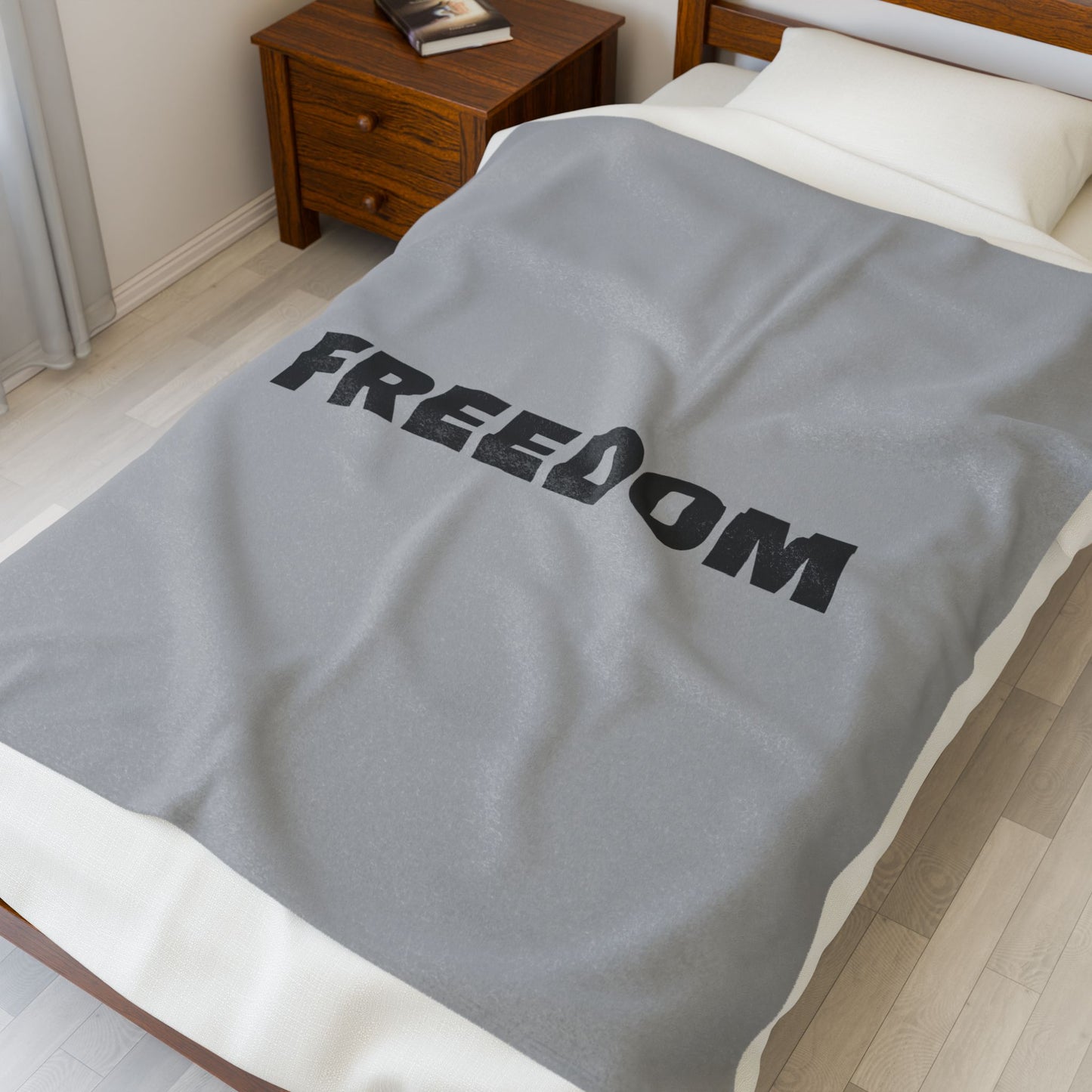 Cozy Freedom Velveteen Plush Blanket - Soft Throw, Minimalist Home Decor, Perfect for Gifts, Relaxation, and Cozy Nights