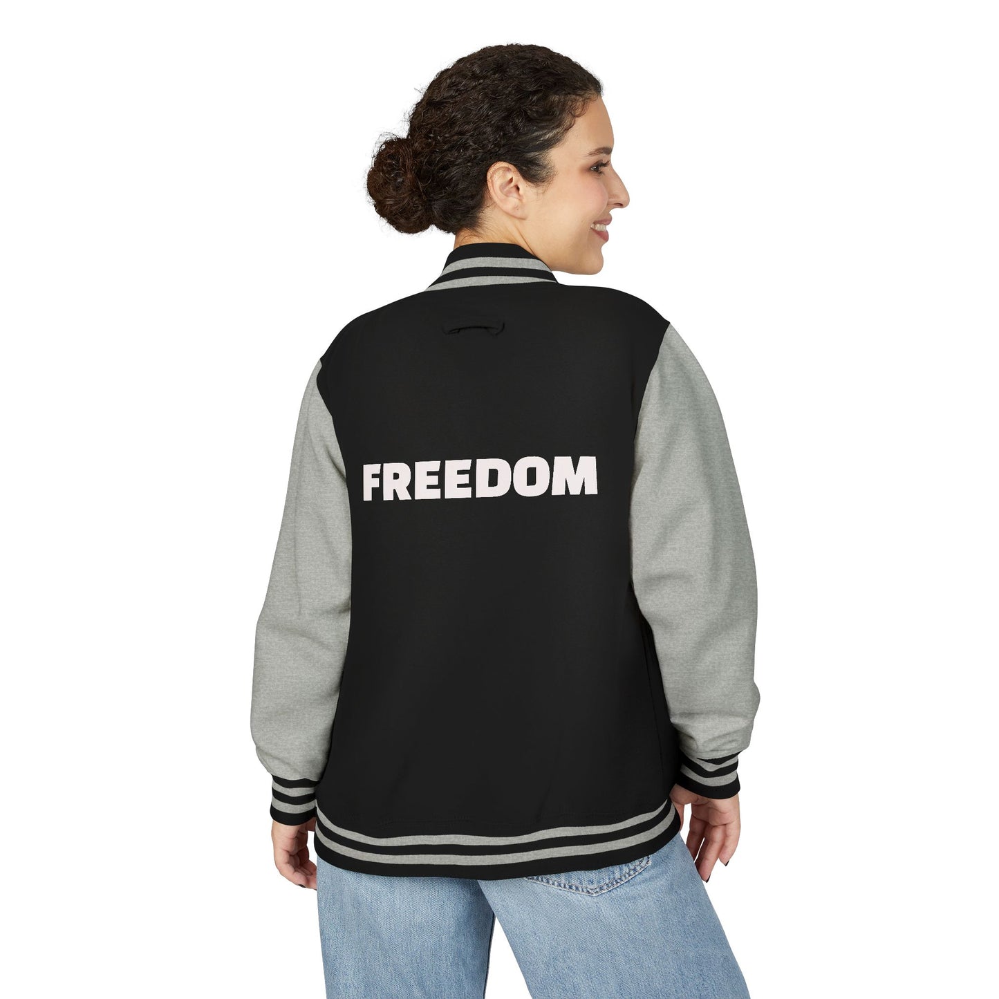 Unisex Heavyweight Letterman Jacket, Freedom Spirit Jacket, Casual Outerwear, Sporty College Style, Gift for Graduates, Trendy [...]