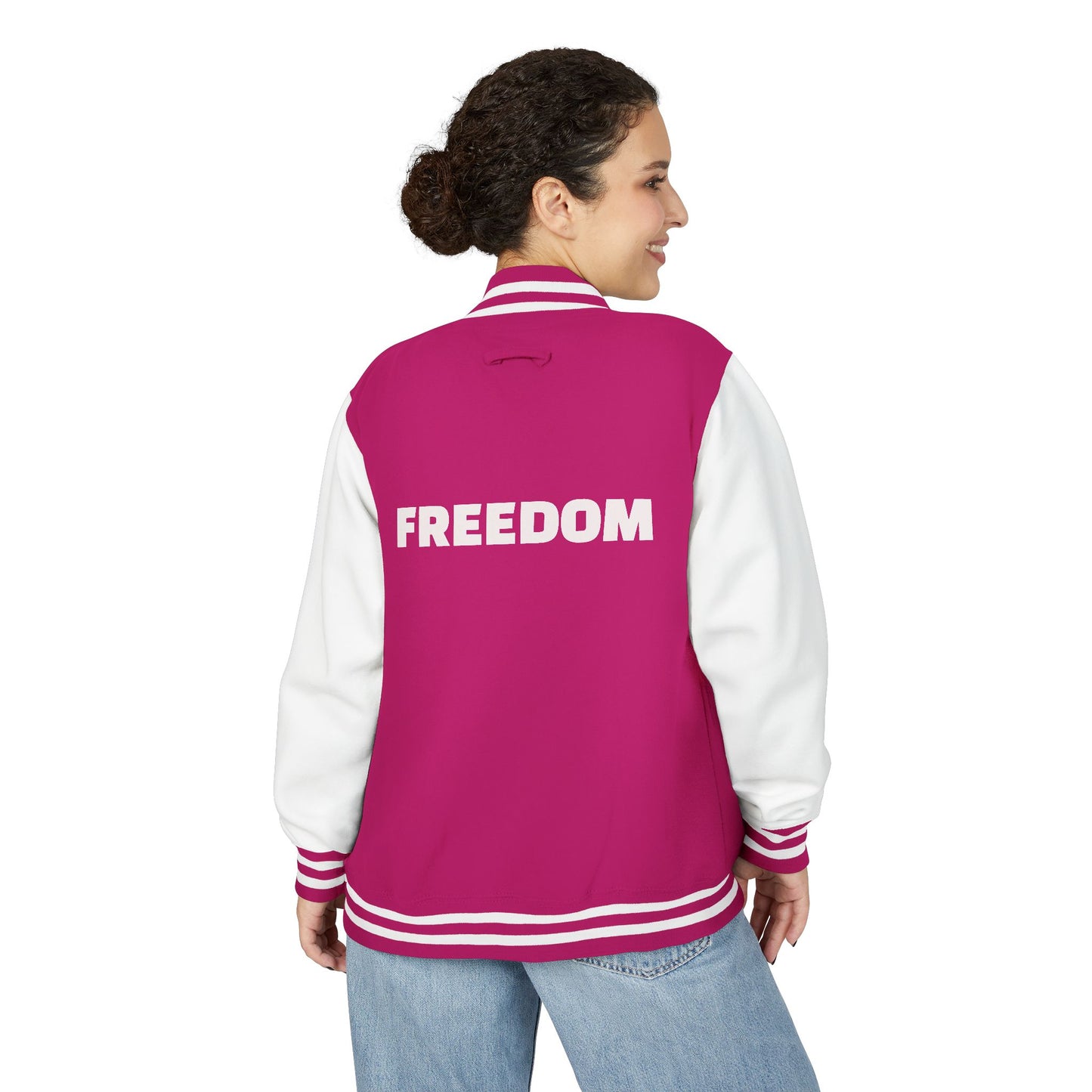 Unisex Heavyweight Letterman Jacket, Freedom Spirit Jacket, Casual Outerwear, Sporty College Style, Gift for Graduates, Trendy [...]
