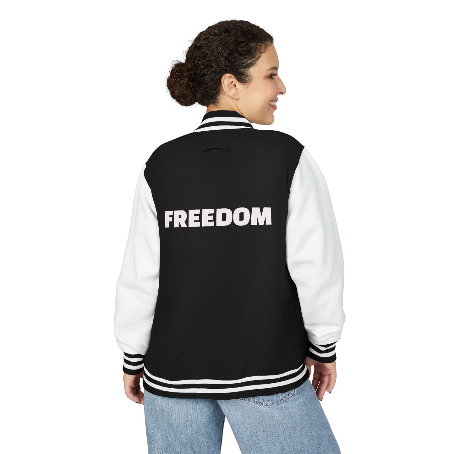 Unisex Heavyweight Letterman Jacket, Freedom Spirit Jacket, Casual Outerwear, Sporty College Style, Gift for Graduates, Trendy [...]