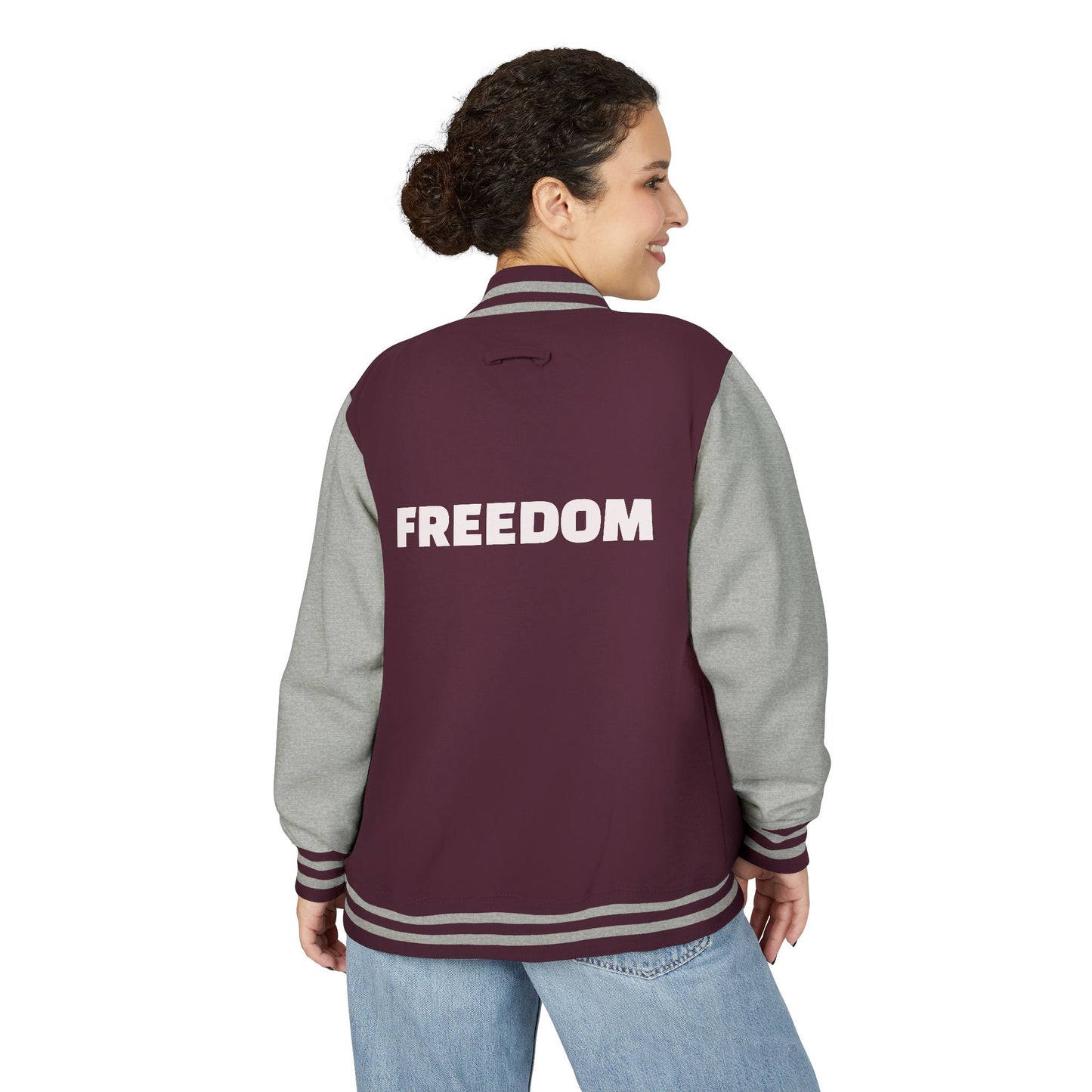 Unisex Heavyweight Letterman Jacket, Freedom Spirit Jacket, Casual Outerwear, Sporty College Style, Gift for Graduates, Trendy [...]