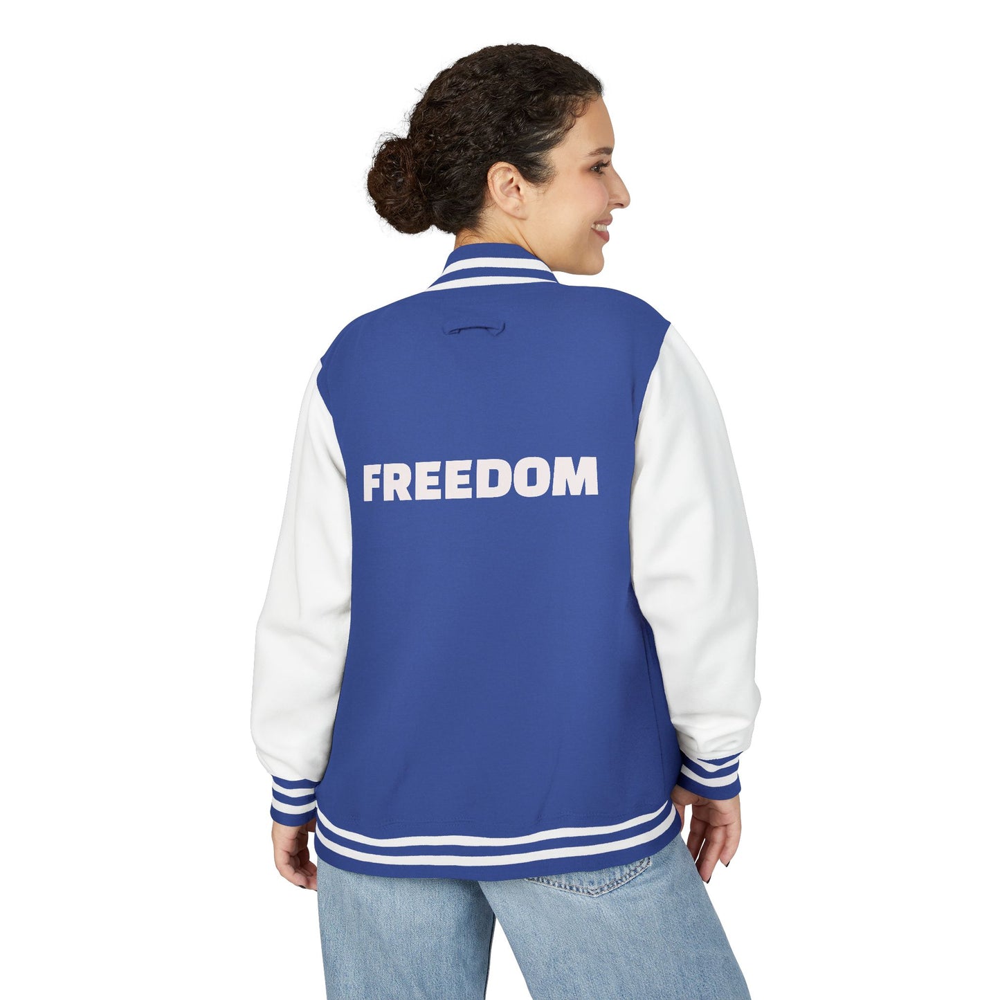 Unisex Heavyweight Letterman Jacket, Freedom Spirit Jacket, Casual Outerwear, Sporty College Style, Gift for Graduates, Trendy [...]